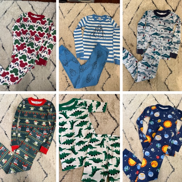 Size 130 / US8 Hanna Andersen lot of six pairs of' themed Pajama Set Collection